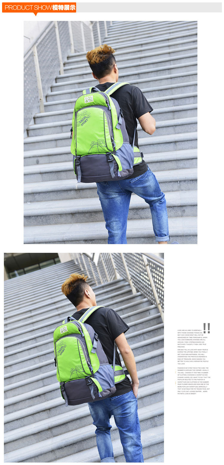 model show of lightweight outdoor sport travelling backpack bag