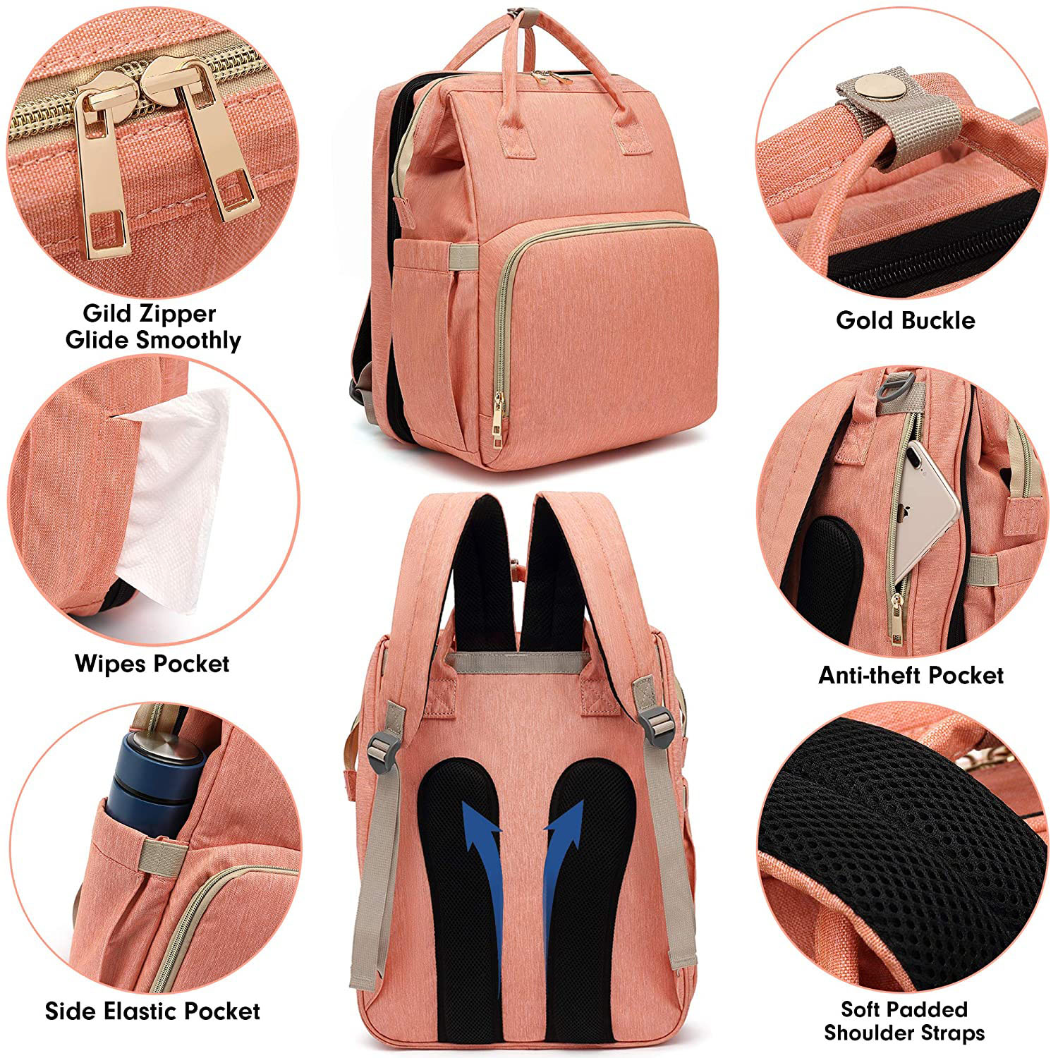 back side of baby diaper backpack