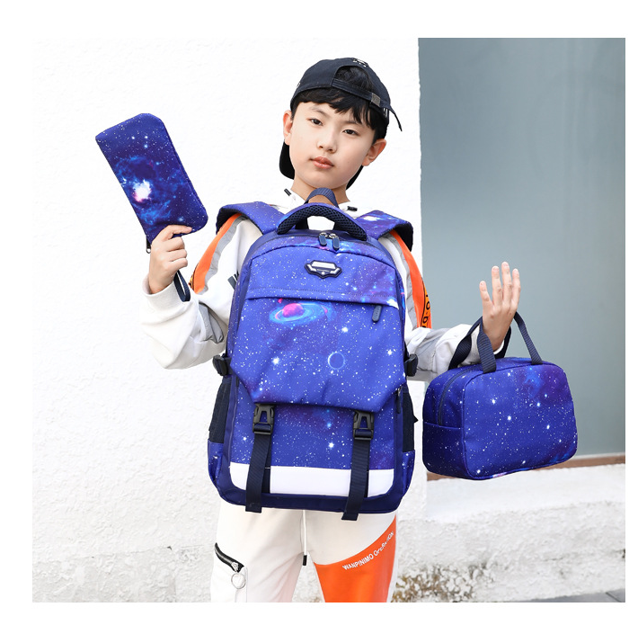 model show of backpack schoolbag set
