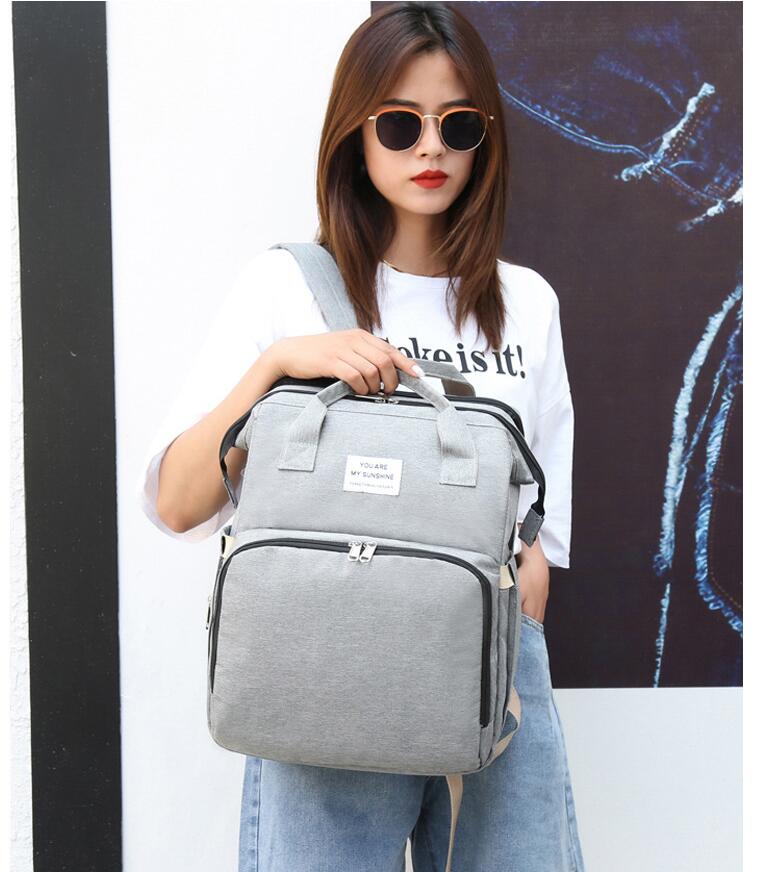 grey baby diaper backpack