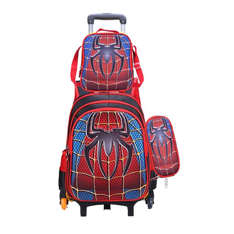 3 in 1 Trolley School Bag Set 3D Trolley Backpack Set for Children