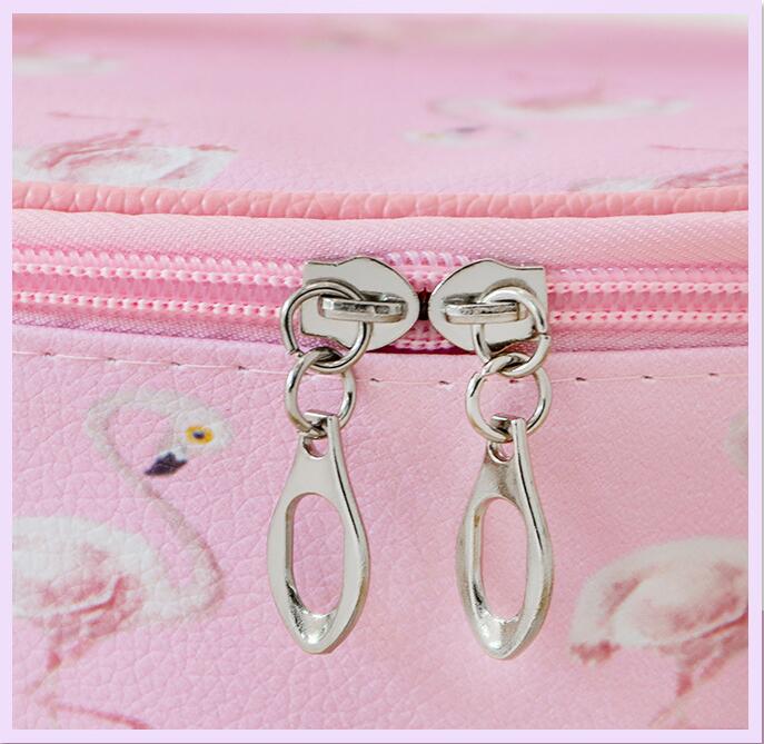 PU Cosmetic case with double zipper
