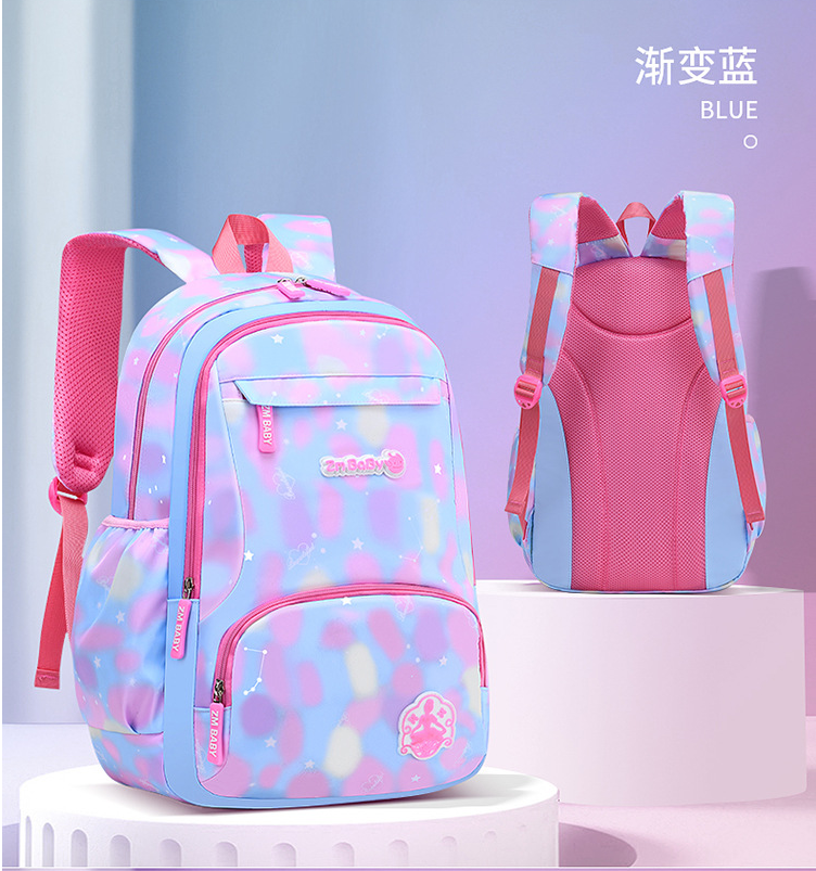 Light Weight Gradient Color Schoolbag Backpack for High School Girls