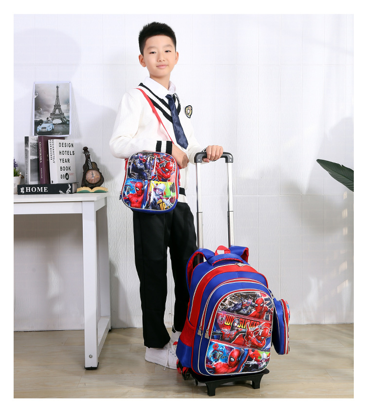 model show of 3D Trolley school backpack set for Children