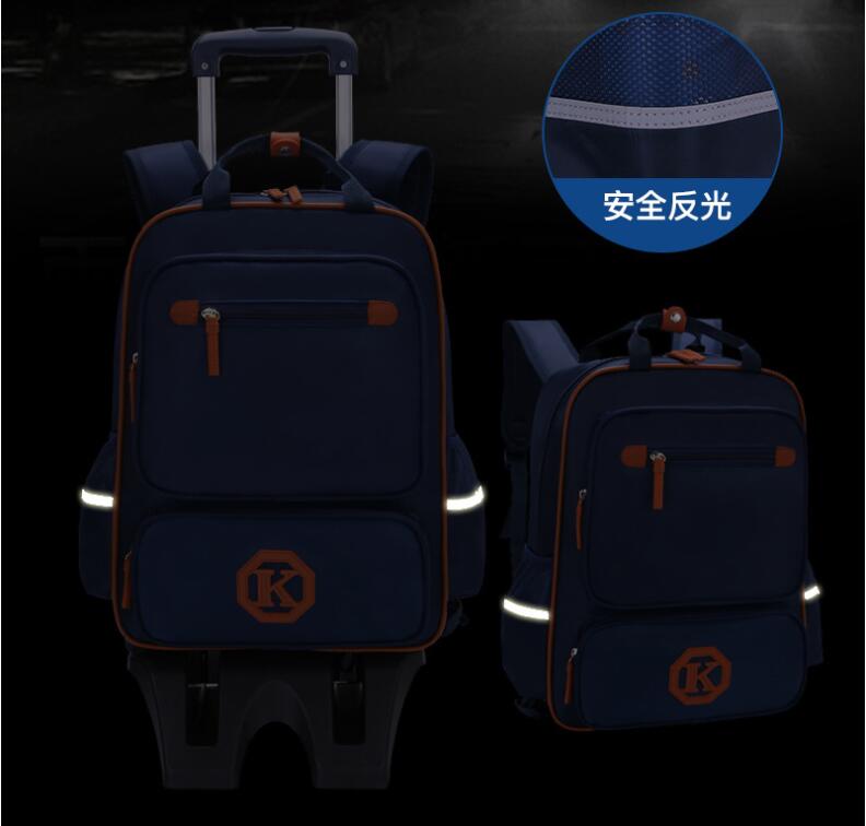 Kids Rolling School Backpack Bag with reflective strip
