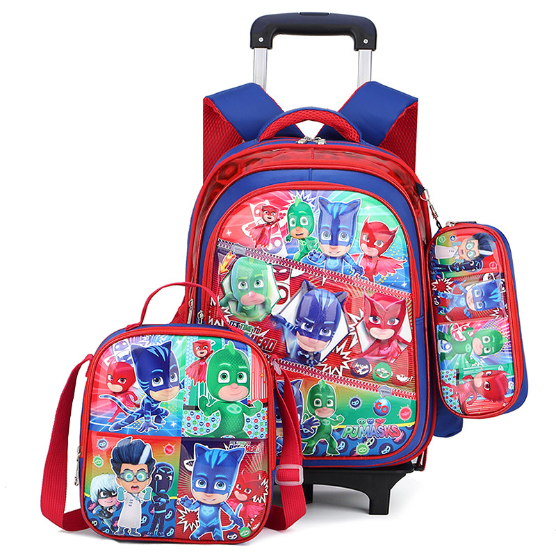 3 in 1 3D Cartoon Trolley School Backpack Set for Primary School 