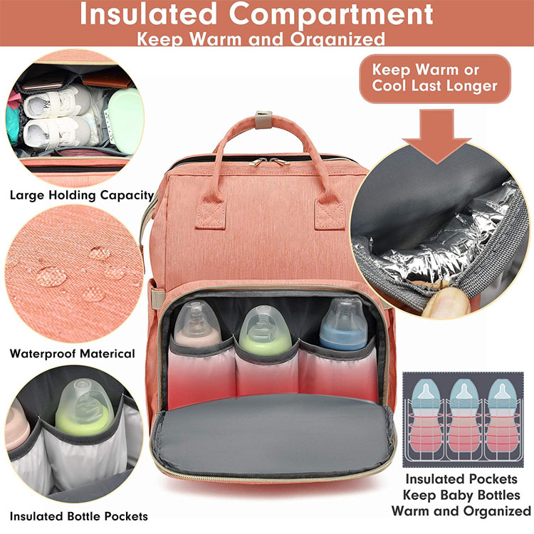 Baby Diaper Backpack with insulated pocket