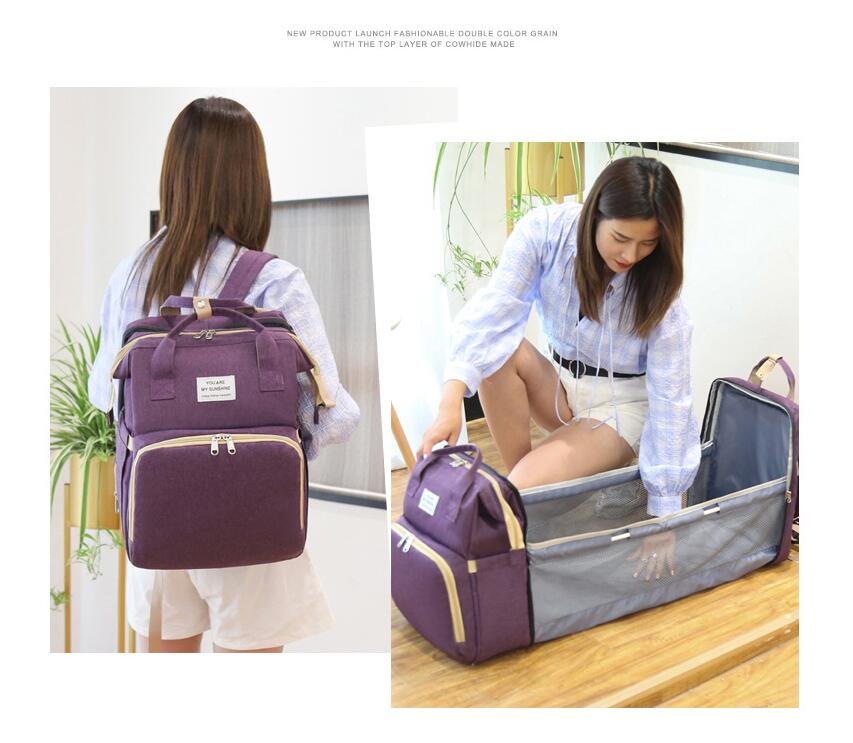model show of baby diaper backpack
