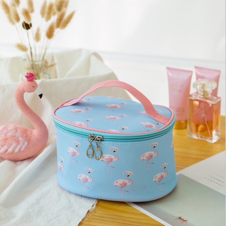 skype blue Girls PU Cosmetic Case Toiletry Bag Organizer