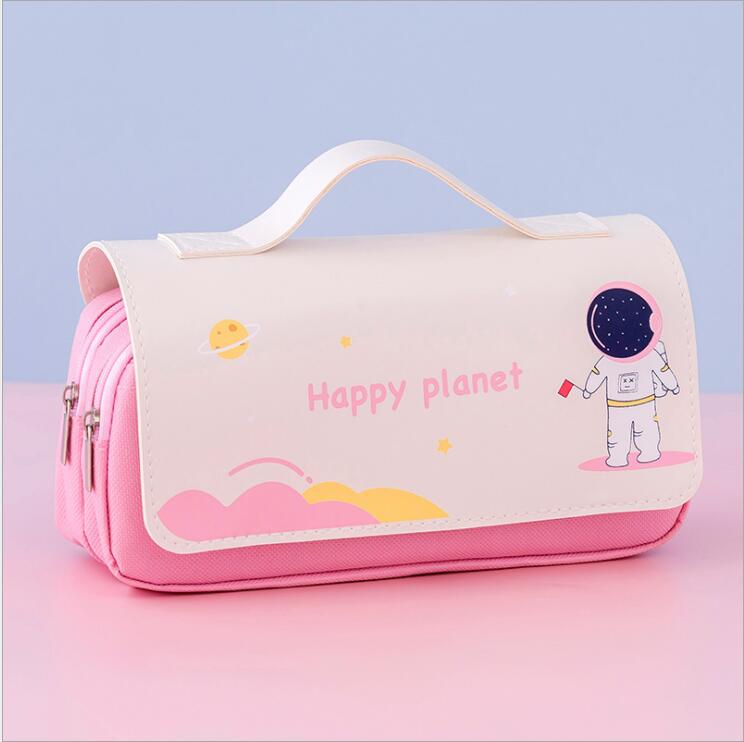 pink color of pencil bag for student girls