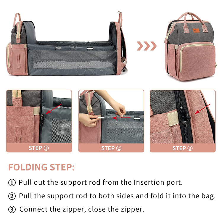 orange baby diaper backpack with side pocket