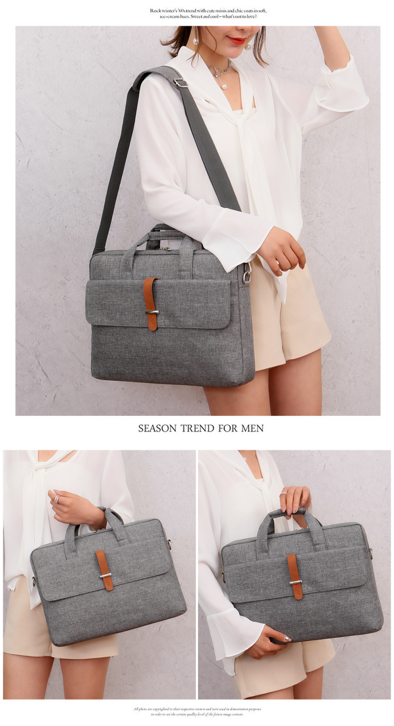 model show of women grey computer shoulder bag
