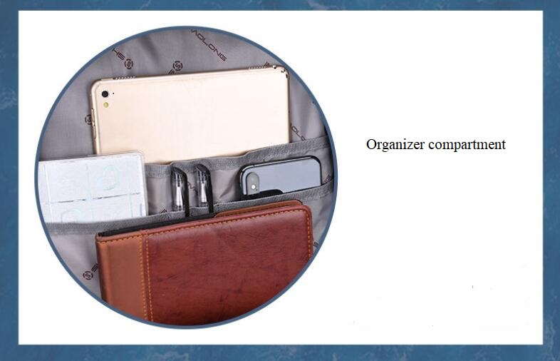 organizer compartment inside laptop bag