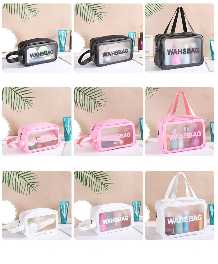 size show of PVC women cosmetic bag