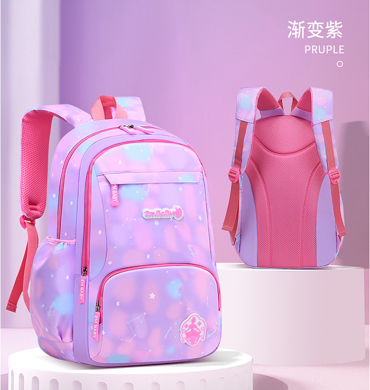 purple of Gradient Color Schoolbag Backpack for girls