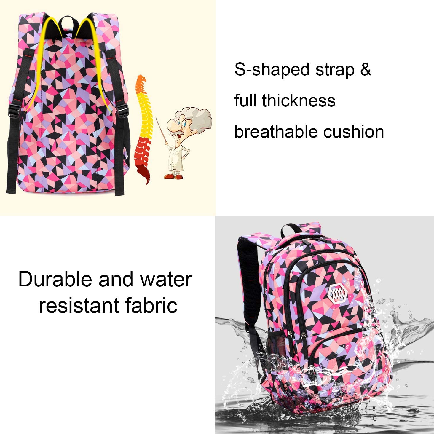 waterproof school backpack set