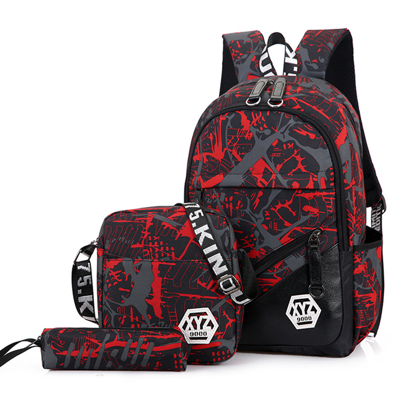 red 3pcs backpack set