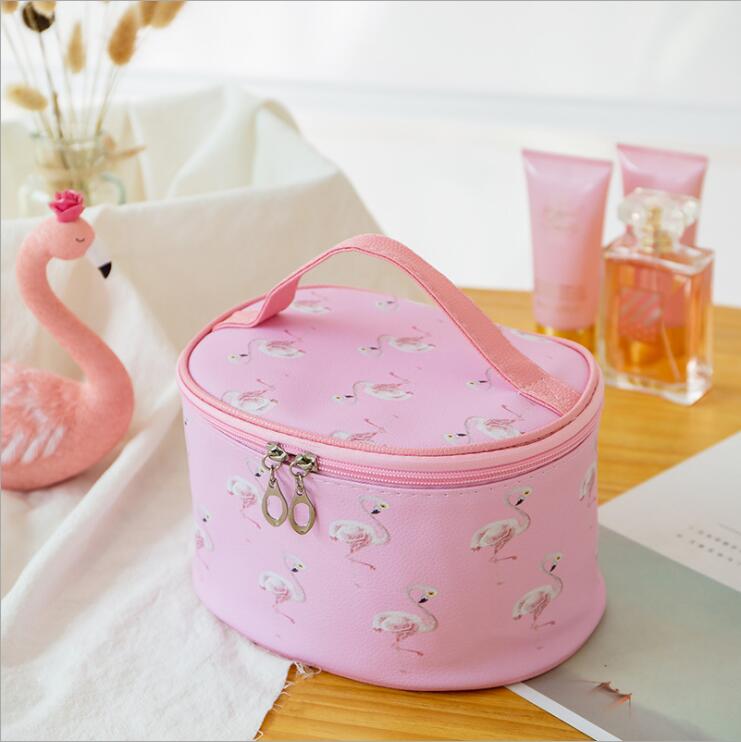 Cylinder PU Cosmetic Case Toiletry Bag Organizer for Girls