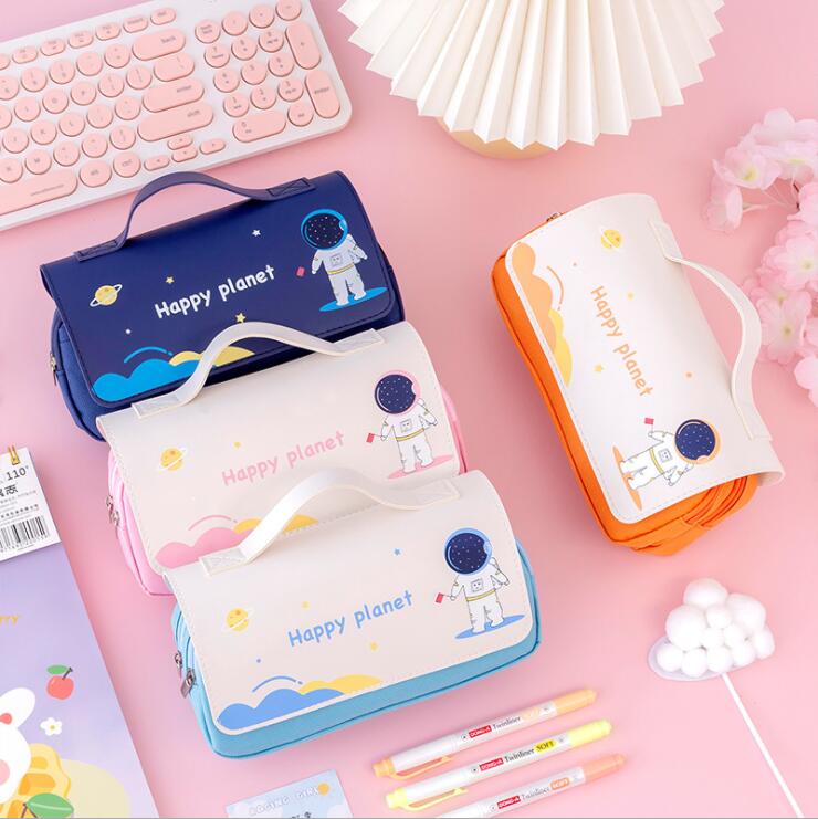Portable Canvas Student Stationery Organizer Pencil Bag 