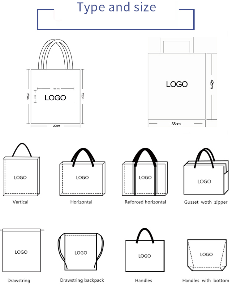 type and size of Non Woven shopping Carrier Bag