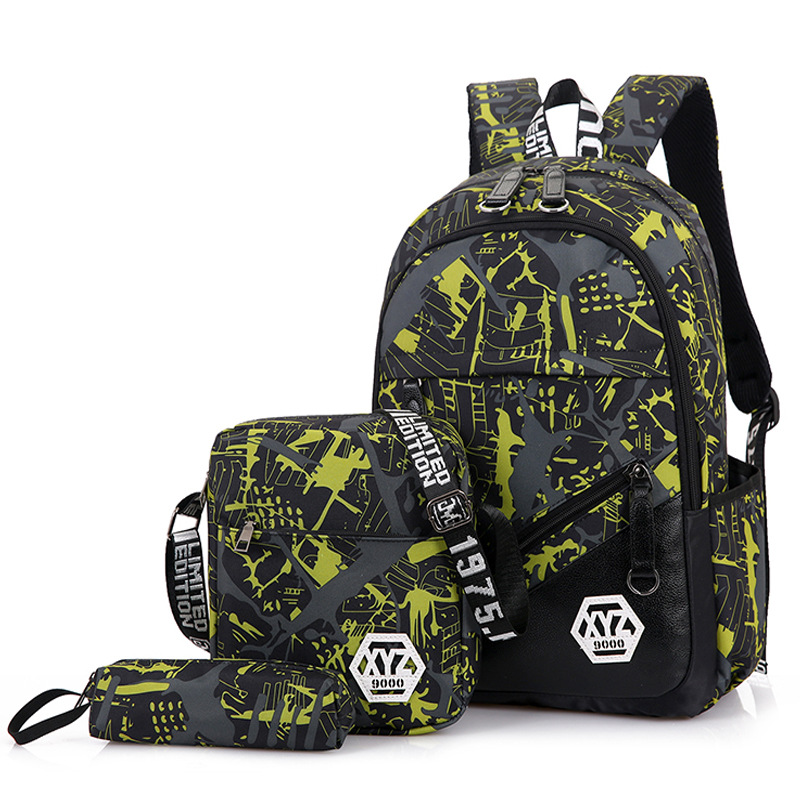 green 3pcs backpack set