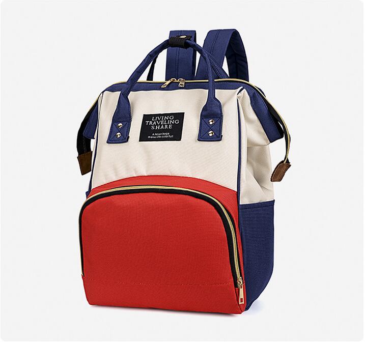 side view -Red Mummy Backpack Bag
